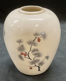 Vtg Hand Painted Ceramic Pinecone Vase