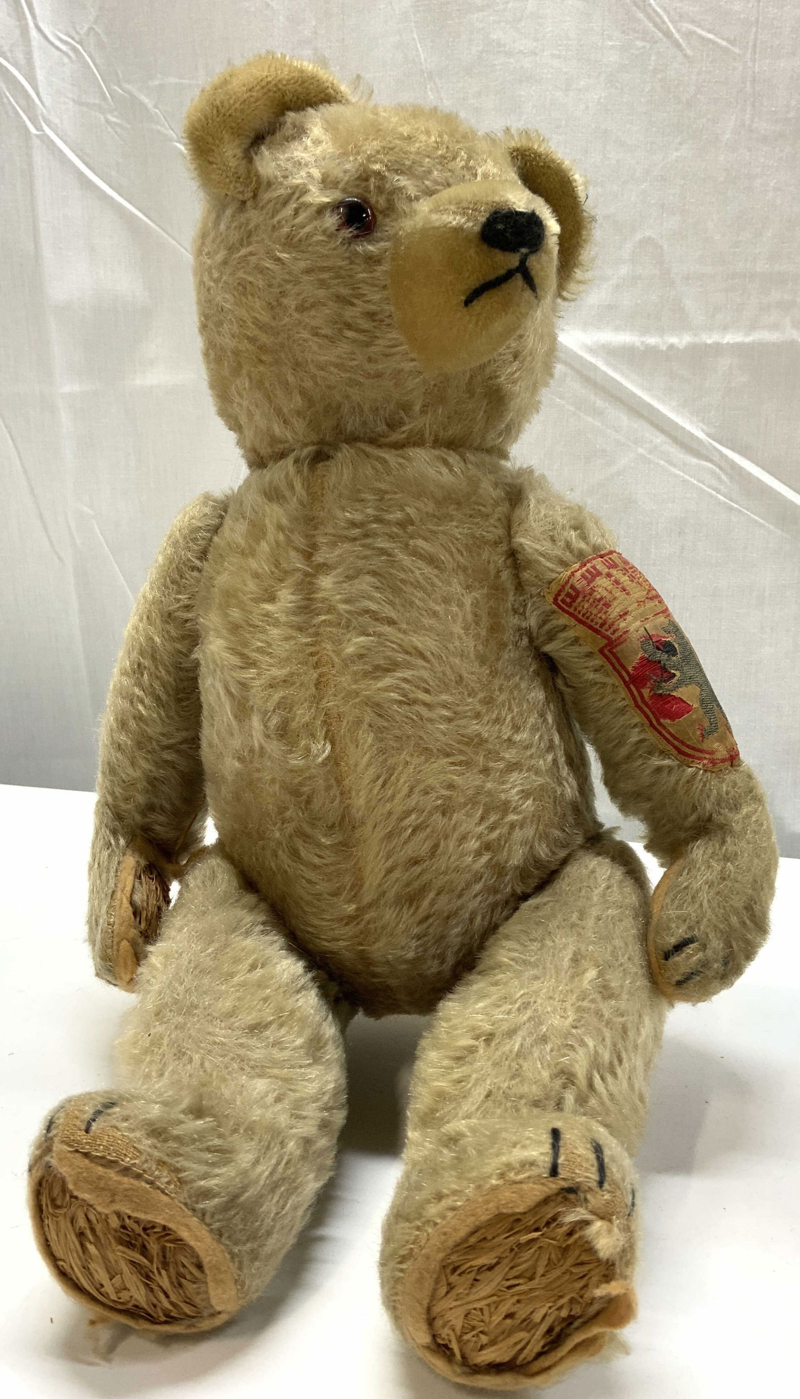 Antique Mohair Light Beige Jointed Teddy Bear (1 of 6)