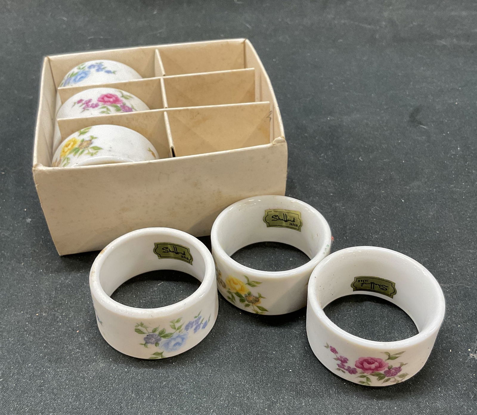 Set 6 SHAFFORD Porcelain Floral Napkin Rings Japan (1 of 6)