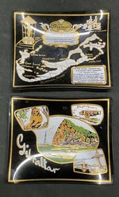 Lot 2 Bermuda, Gibraltar Glass Souvenir Dishes
