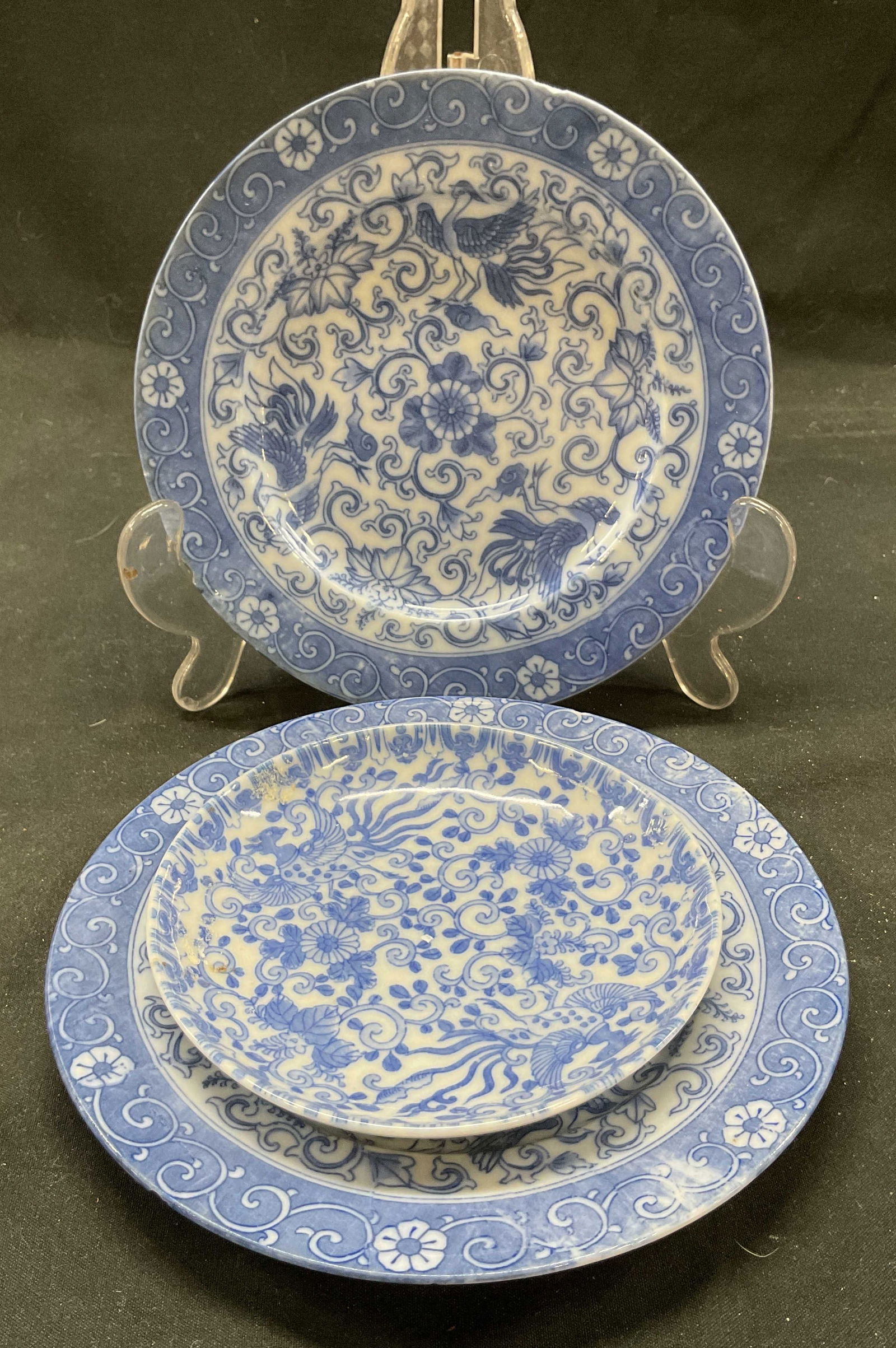 Lot 3 Antique Asian Blue White Porcelain Plates (1 of 7)