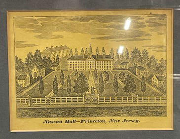 Antq Nassau Hall Princeton New Jersey Engraving