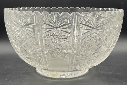 Vintage Cut Crystal Saw Tooth Rim Punch Bowl