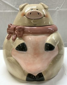 Pink Plump Pig Ceramic Cookie Jar