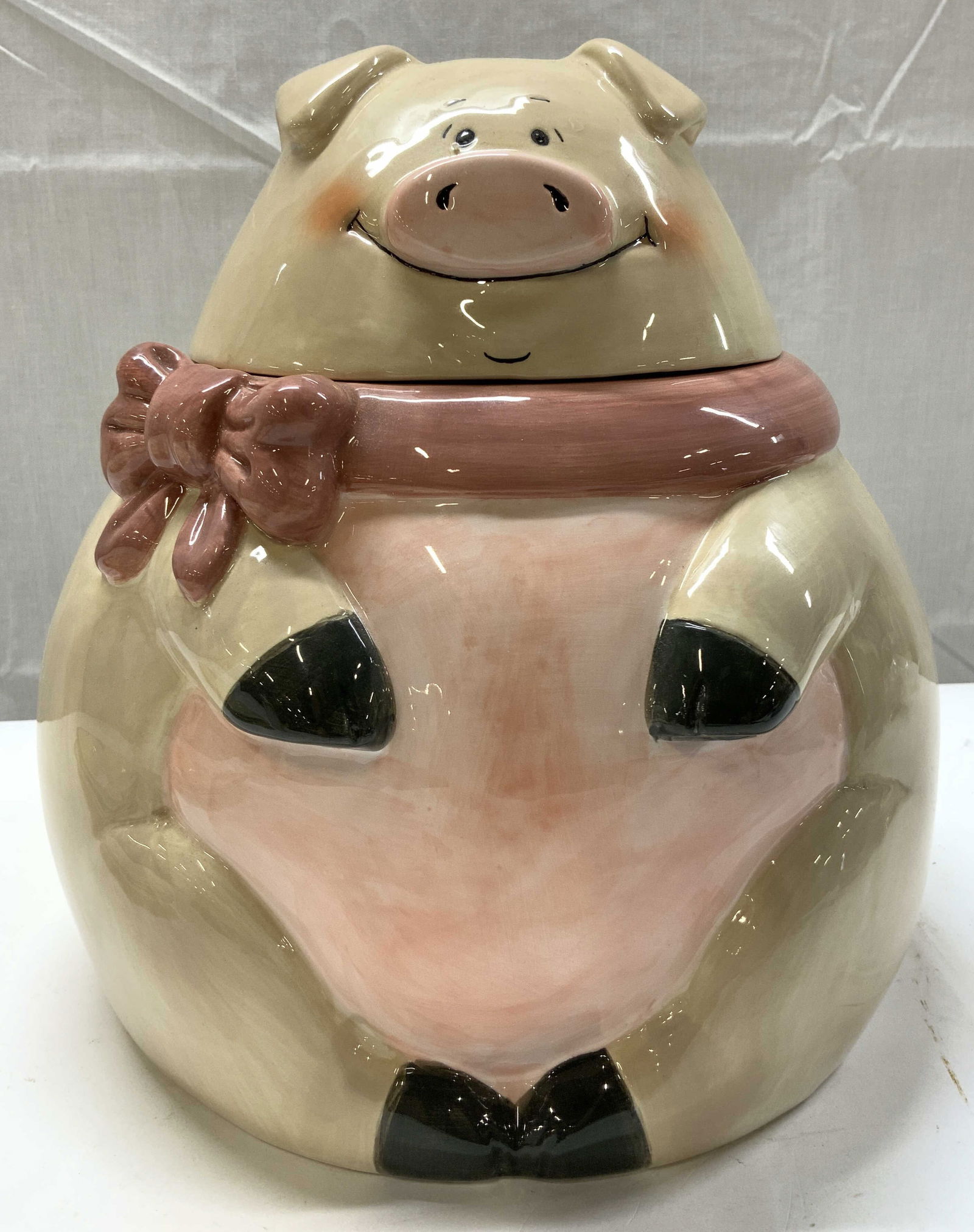 Pink Plump Pig Ceramic Cookie Jar (1 of 8)