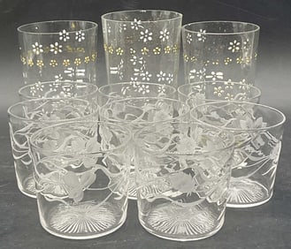 Lot 11 Crystal & Glass Floral Motif Cups
