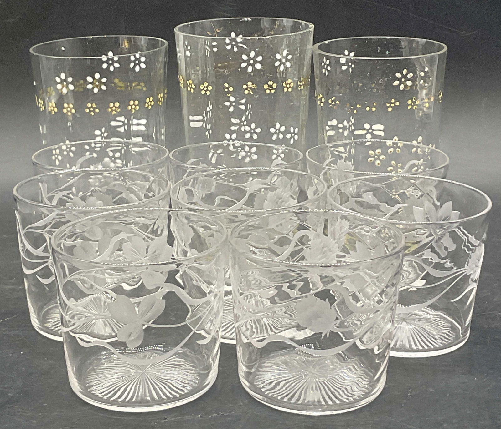 Lot 11 Crystal & Glass Floral Motif Cups (1 of 7)