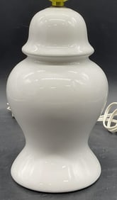 White Ceramic Ginger Jar Form Table Lamp