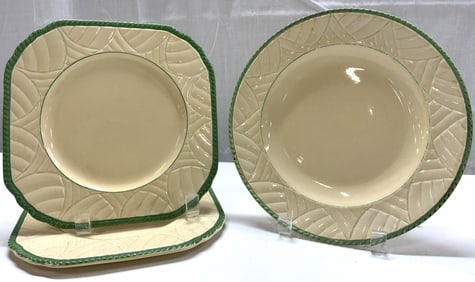 3 Sheffield Green Rope Edge Ware Dinner Plates