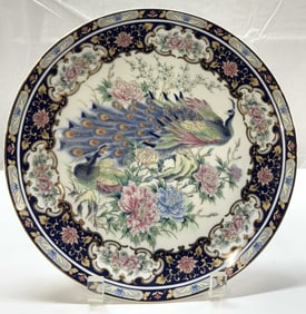 TOYO Peacock Motif Porcelain Plate JAPAN