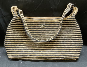 BETMAR Woven Paper Straw Metallic Handbag