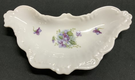 Violet Crescent-Shaped Porcelain Trinket Dish