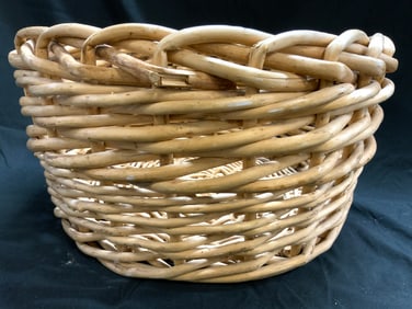 Rustic Woven Wicker Gathering Basket Tan