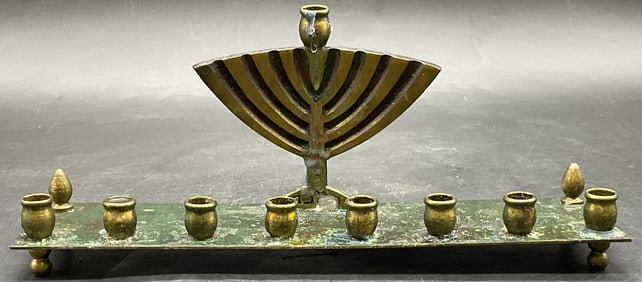 Vintage Brass & Metal Judaica Hanukkah Menorah