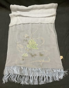 Vtg Maruichi Scarf Light Blue Silk Floral Japan