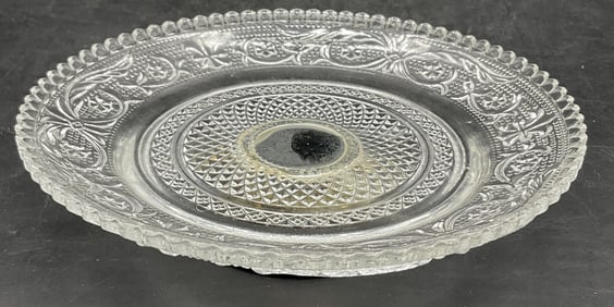 Vintage Pressed Glass Silver Plated Pedestal Dish