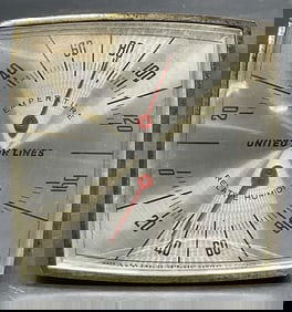 UNITED AIR LINES Vintage Temp / Humidity Gauge