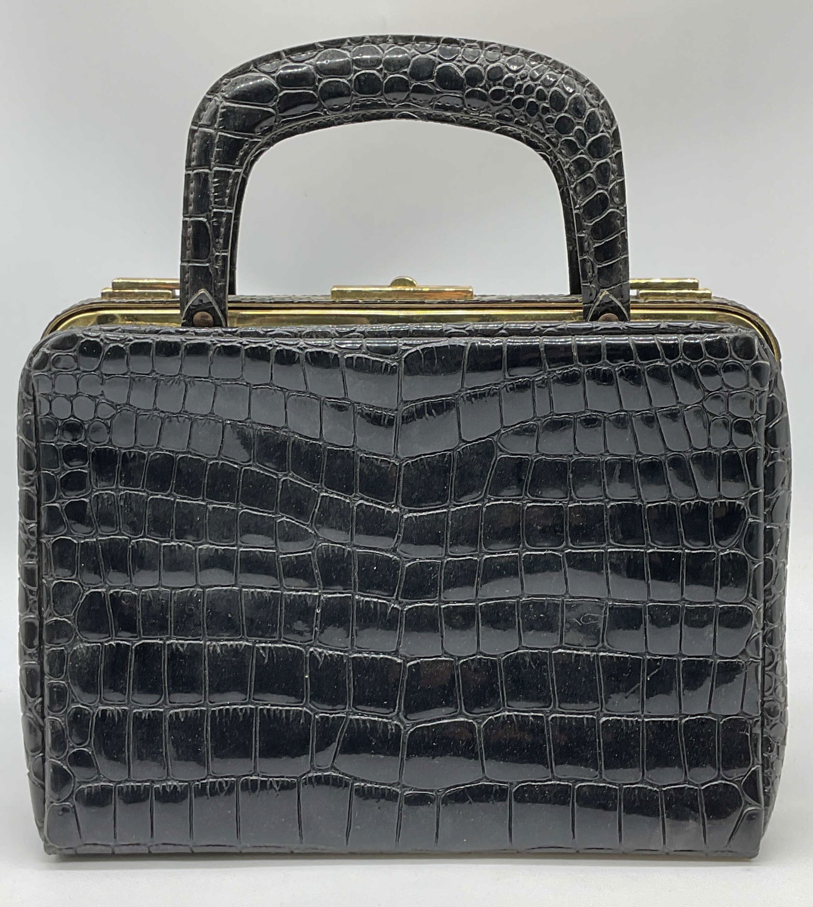 Vtg Sofan France Black Faux Leather Handbag (1 of 6)