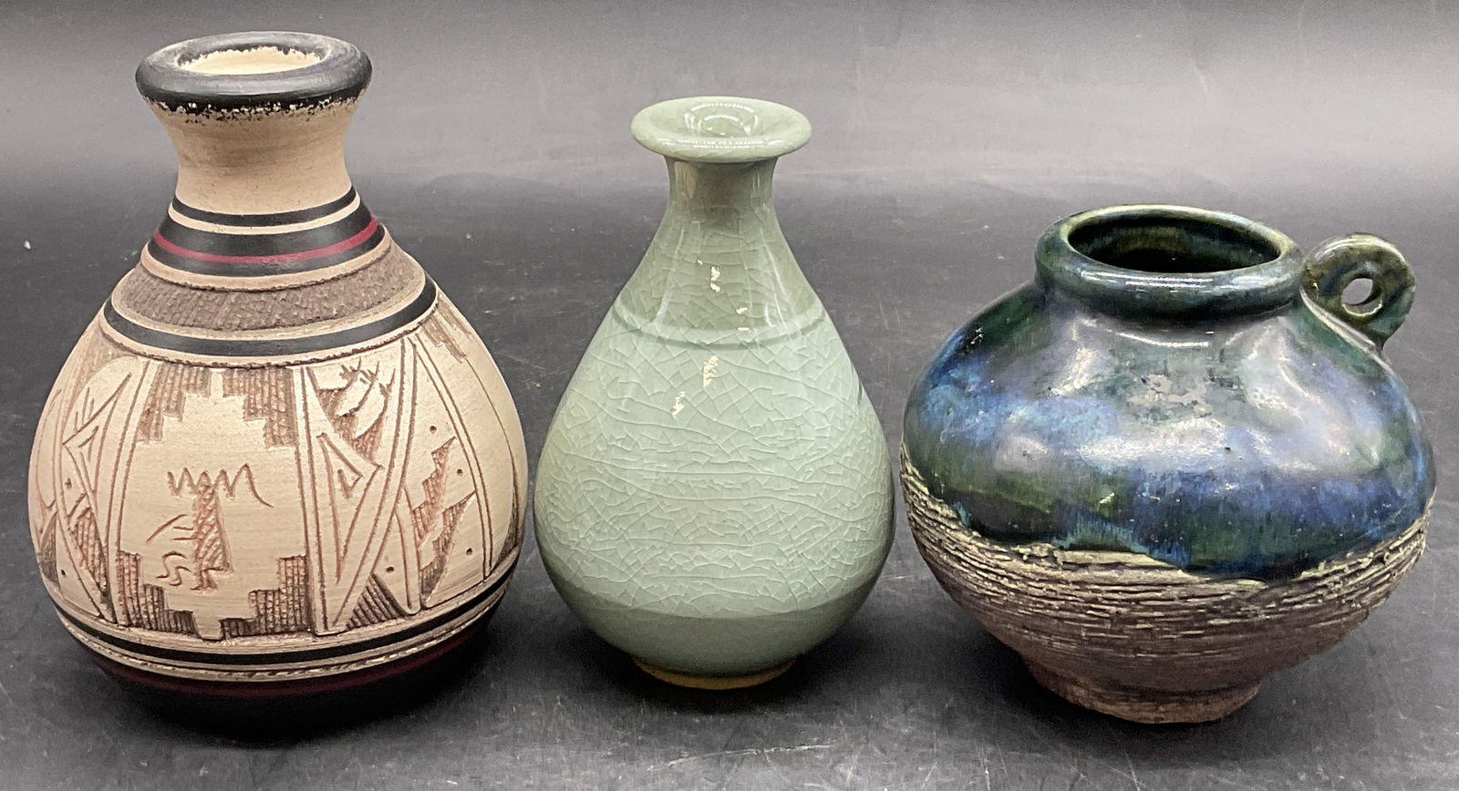 Lot 3 Vintage Pottery Vases, Signed Navajo 94 + (1 of 8)