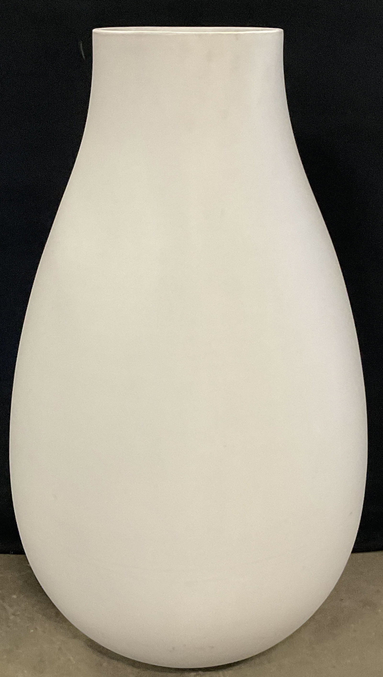 Minimalist White Pottery Vase, 28 in ht: Minimalist White Pottery Vase. Weighty. Measures approx. 28H x 12W in. Measured at widest point. Discoloration, surface wear, pitting, and residue present. home decor, home accents, homewares, housewa