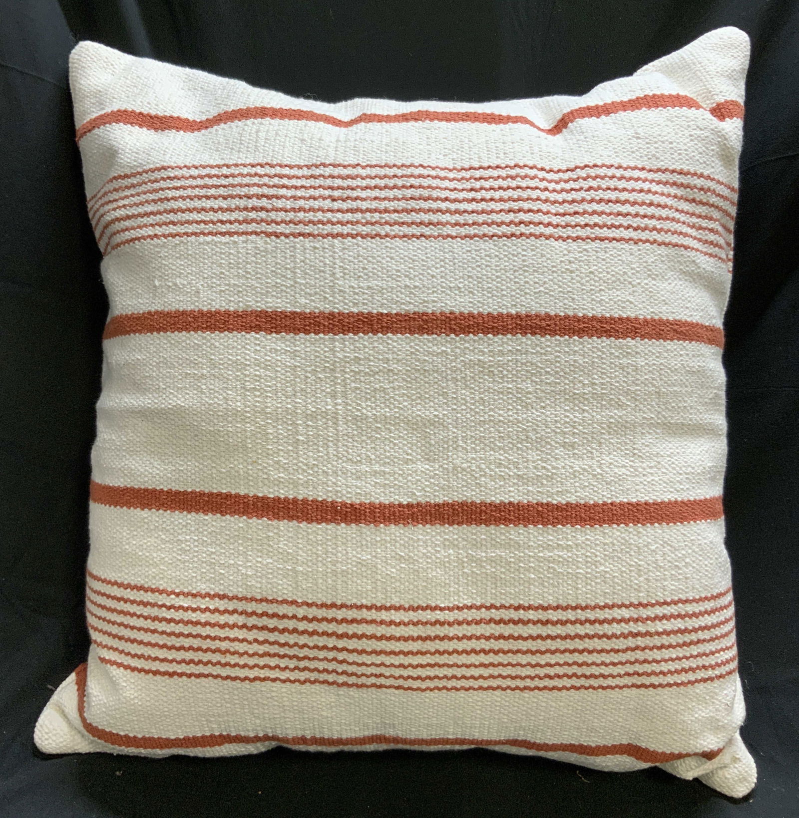 Striped Throw Pillow White & Orange (1 of 6)