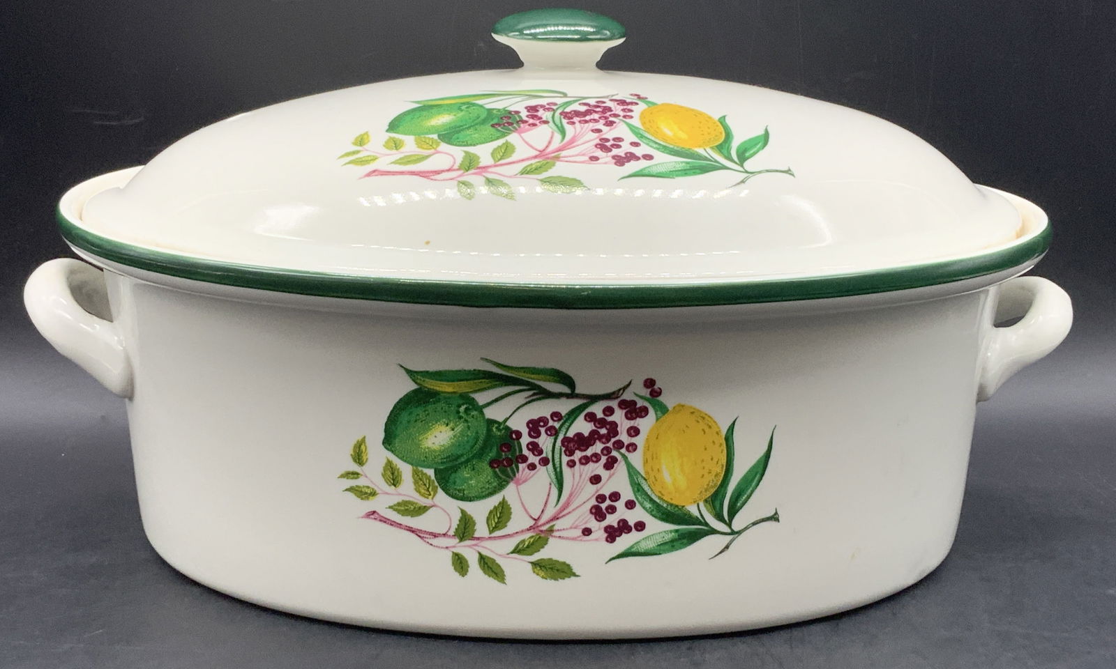 CARBONE Vntg Ceramic Citrus Motif Baking Dish, Lid (1 of 8)