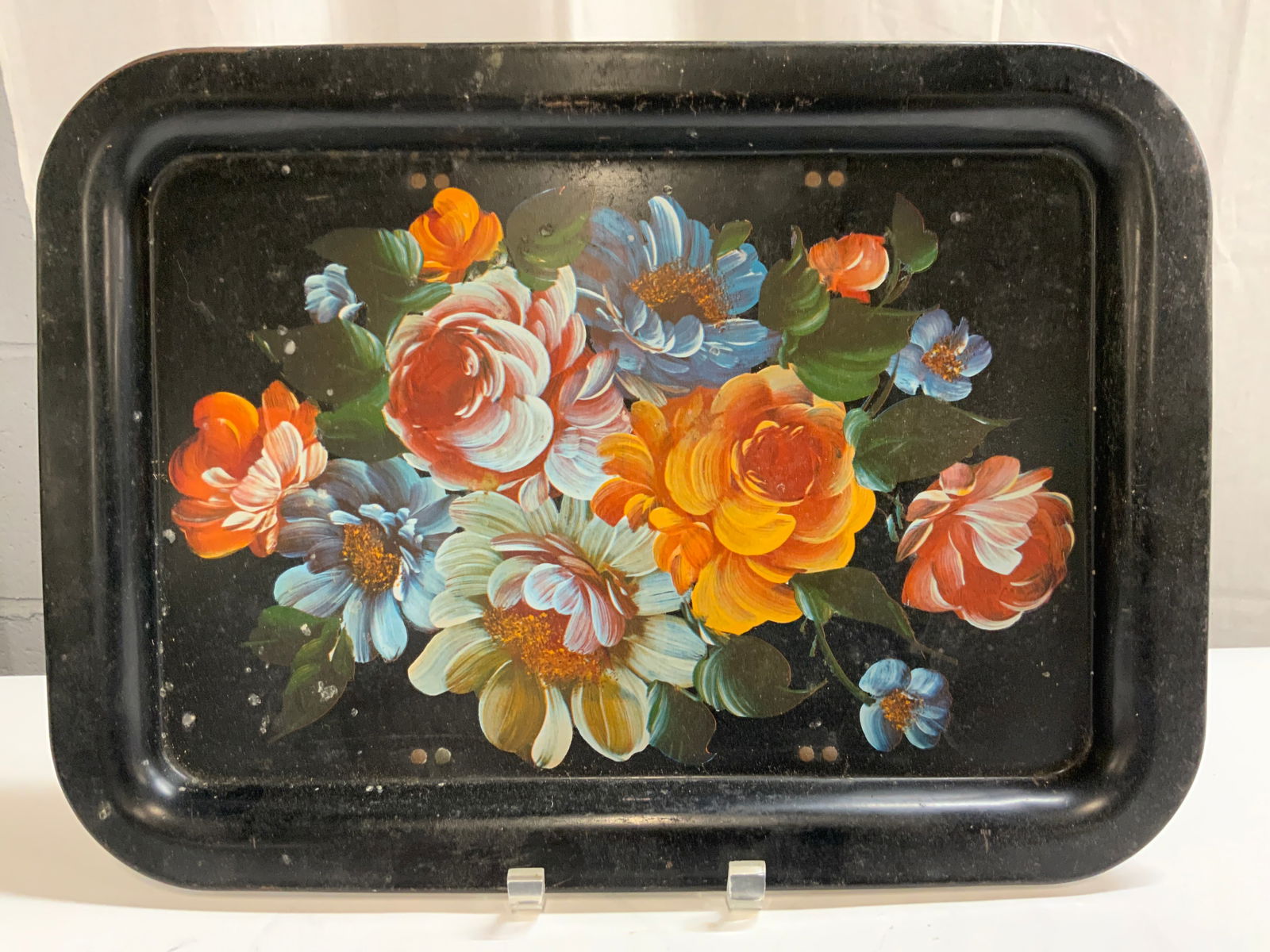 Vintage Floral Toleware Tray Wall Hanging (1 of 7)