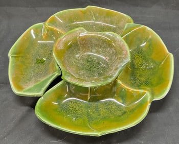 Set 3 Vtg California Pottery Leaf Serving Tray USA