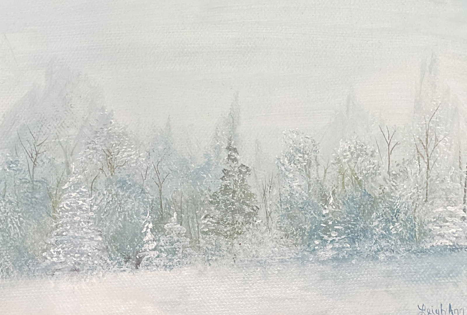 1977 Signed Leigh Winter Landscape Oil Painting (1 of 6)