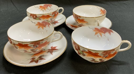 7 Maple Leaf Porcelain Teacup & Saucer Set