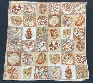 Vintage Cotton Seashell Print Handkerchief
