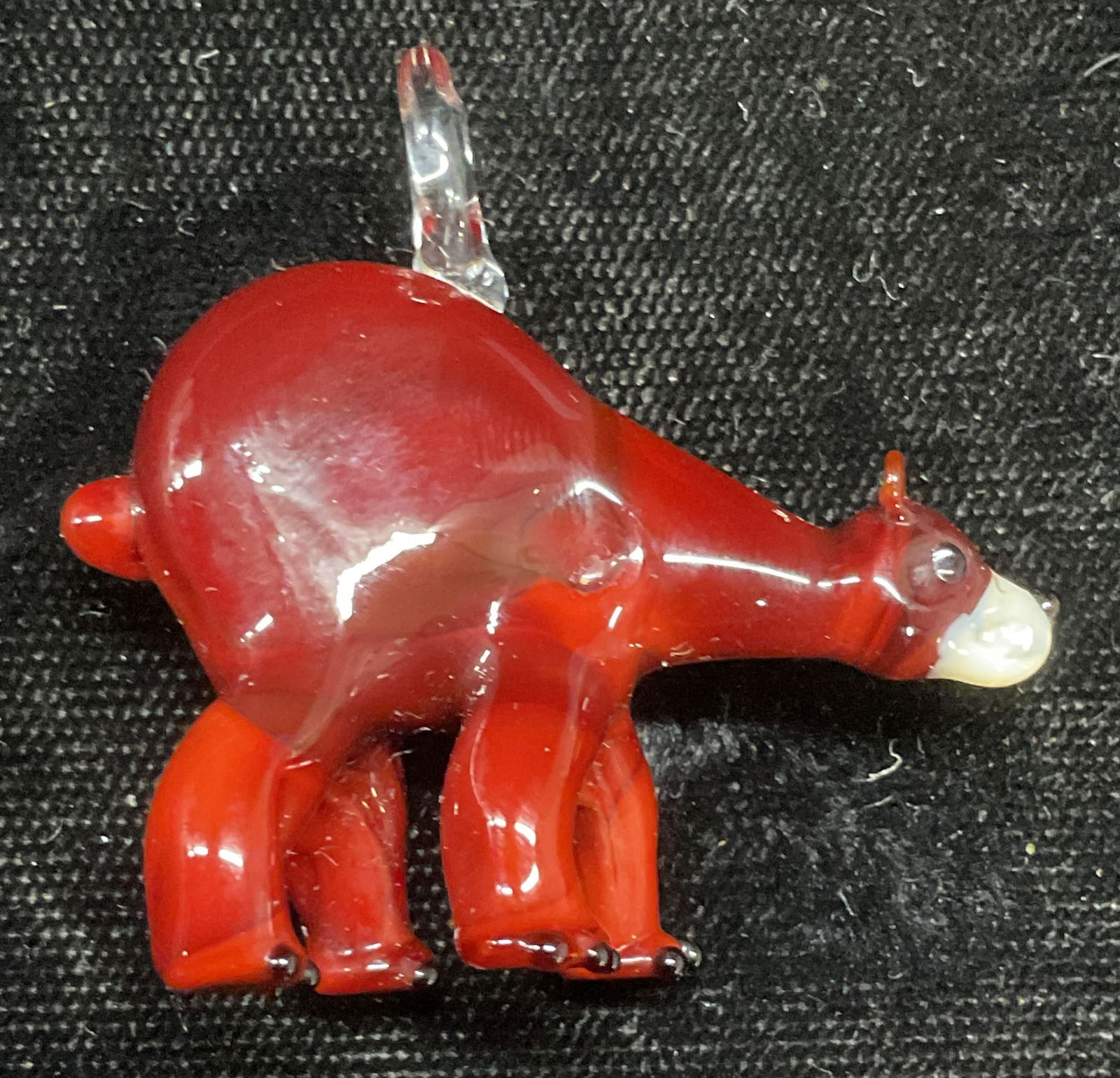 RJ Murano Red Art Glass Bear Pendant, Italy (1 of 6)