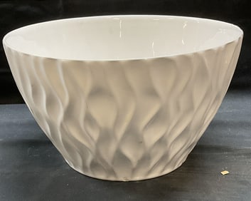 Signed White Ceramic Textured Bowl