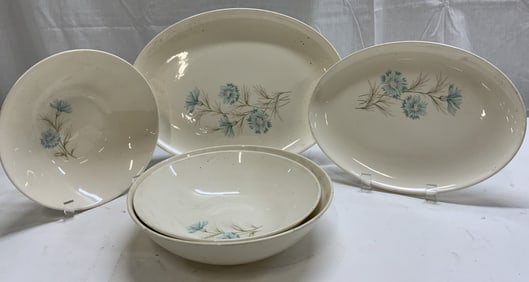 Lot 5 Vntg Floral Ceramic Platters & Bowls