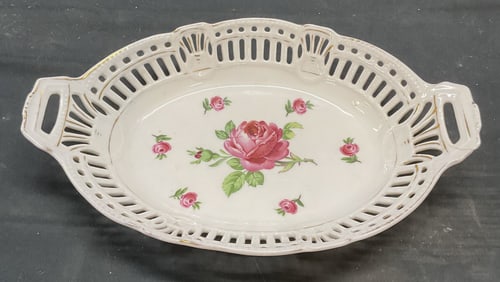 Vintage Pierced Floral Porcelain Bowl