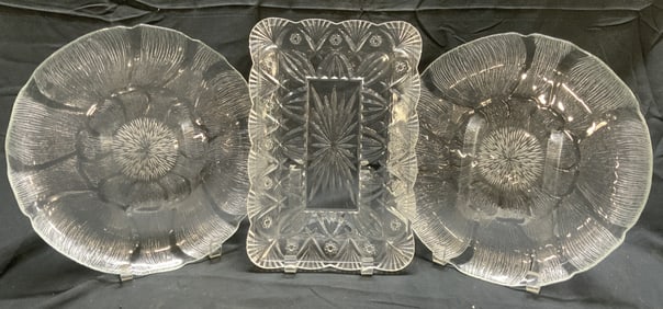 Lot 3 Floral & Other Art Glass Plates
