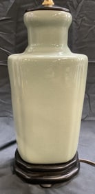 Ceramic Table Lamp Green W Black Base