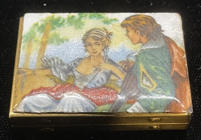 Vtg Schildkraut Enamel Pill Box Picture Frame