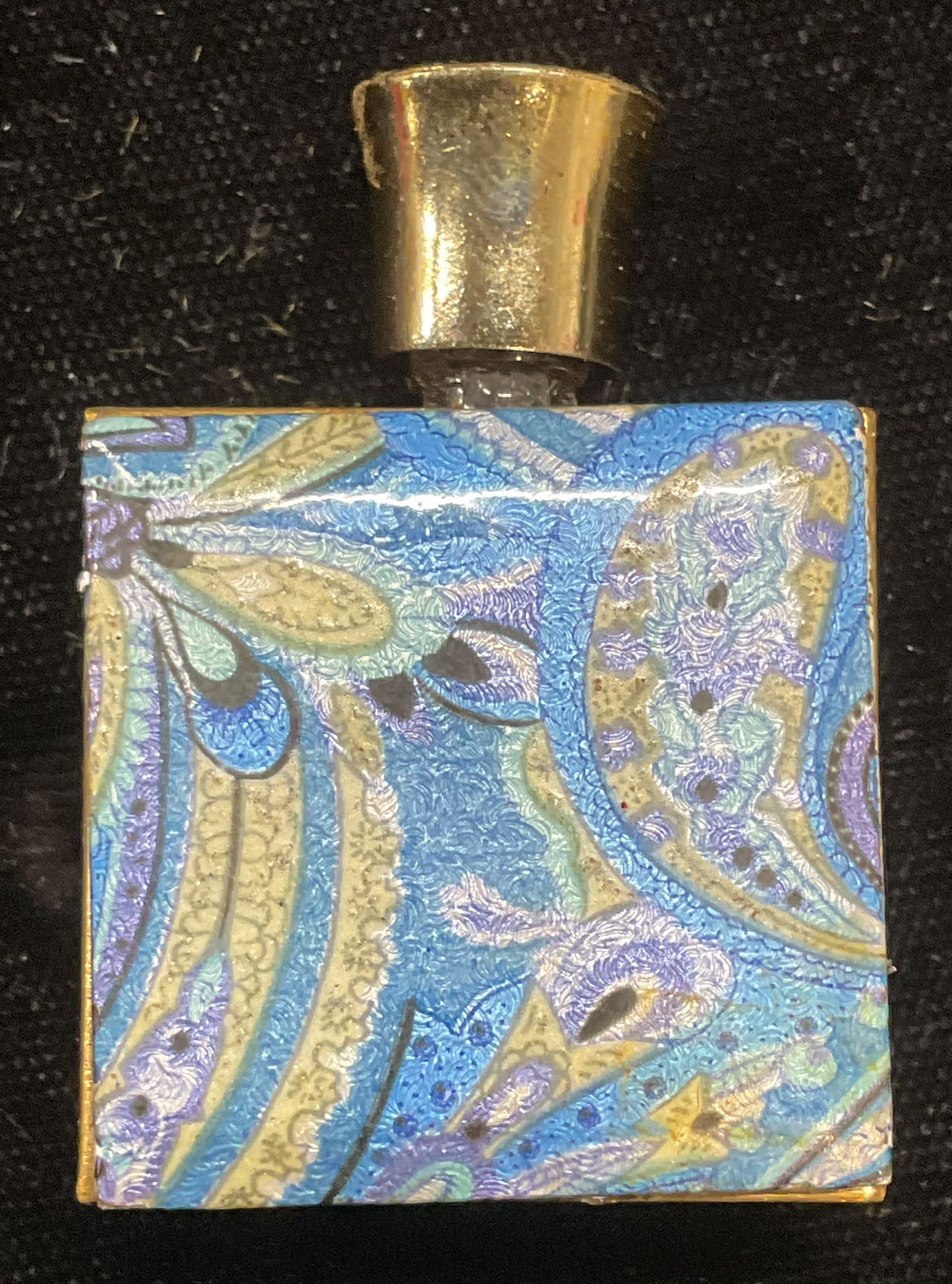 Vtg Gold Tn Enamel Perfume Bottle & Case (1 of 6)