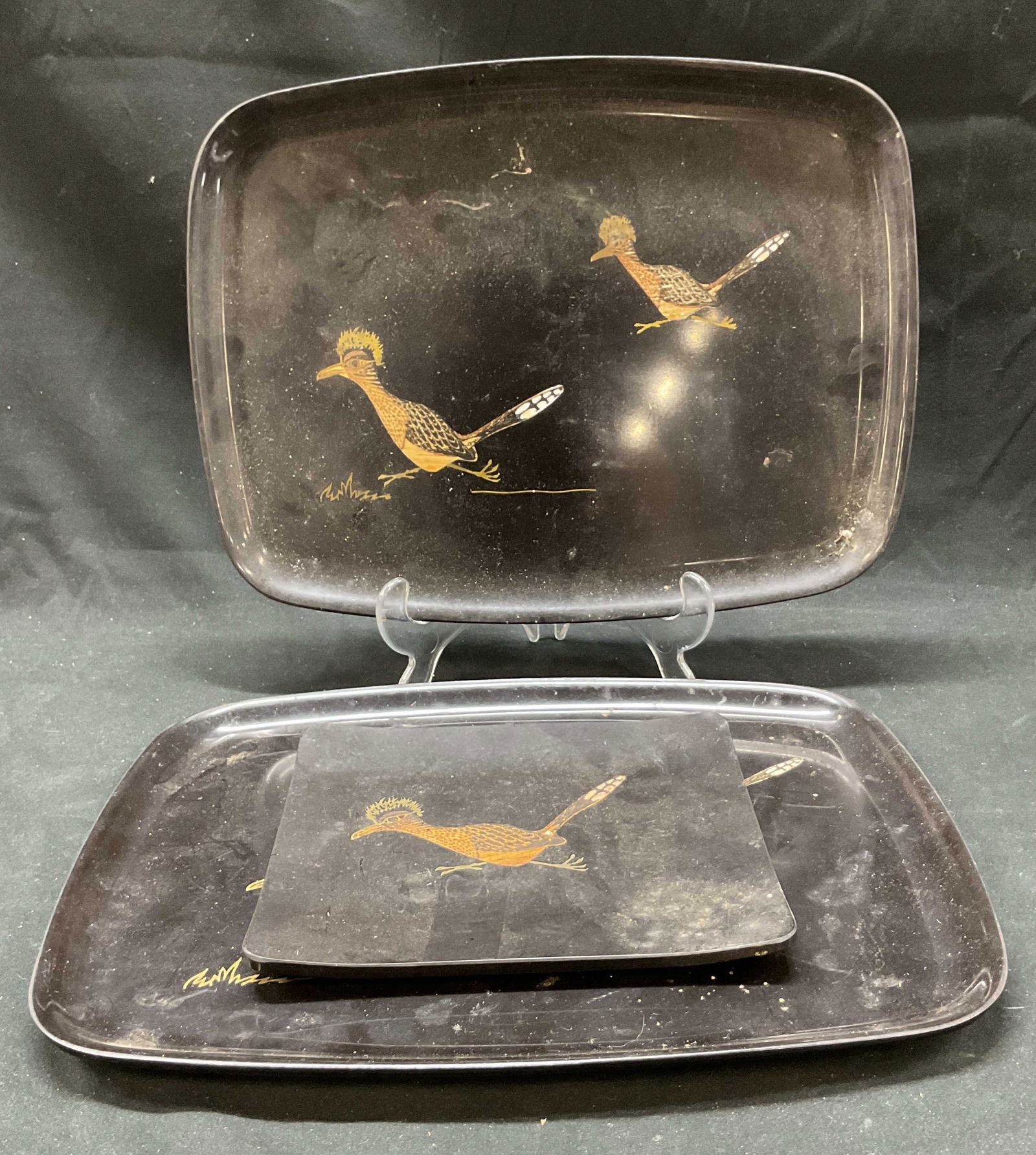 3 COUROC Lacquer Serving Plates Dessert Plate USA (1 of 7)