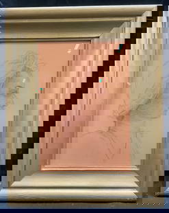 Framed Portrait of Woman Drawing: Framed drawing. Portrait of woman, profile view. Gilt wood frame, not examined out of frame. Frame measures approx 20 x 15.5 inches. Some wear consistent with exposure. Art, fine art print, framed art