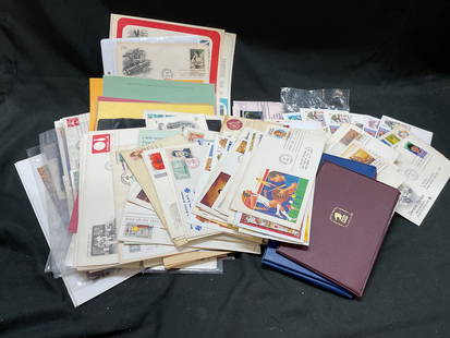 Lot 100+ Vtg 1960s-Now First Day Issue Mail Stamps: Lot 100+ Vintage 1960s-Now First Day Issue Envelopes stamps. 20+ black & white, colored printed Envelops and stamps. Stamps included on each envelope. Envelopes feature images of Asian motifs, buildin