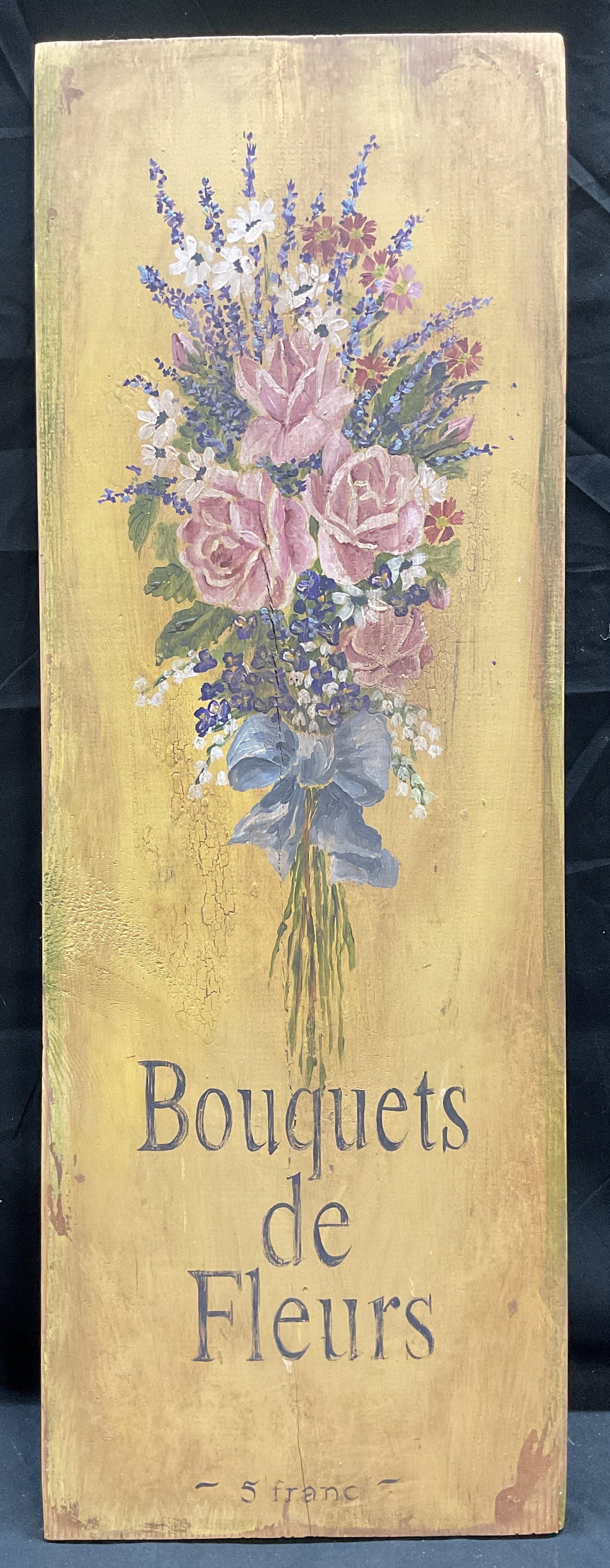 Sgn Hand Painted Bouquets De Fleurs Wood Board (1 of 7)