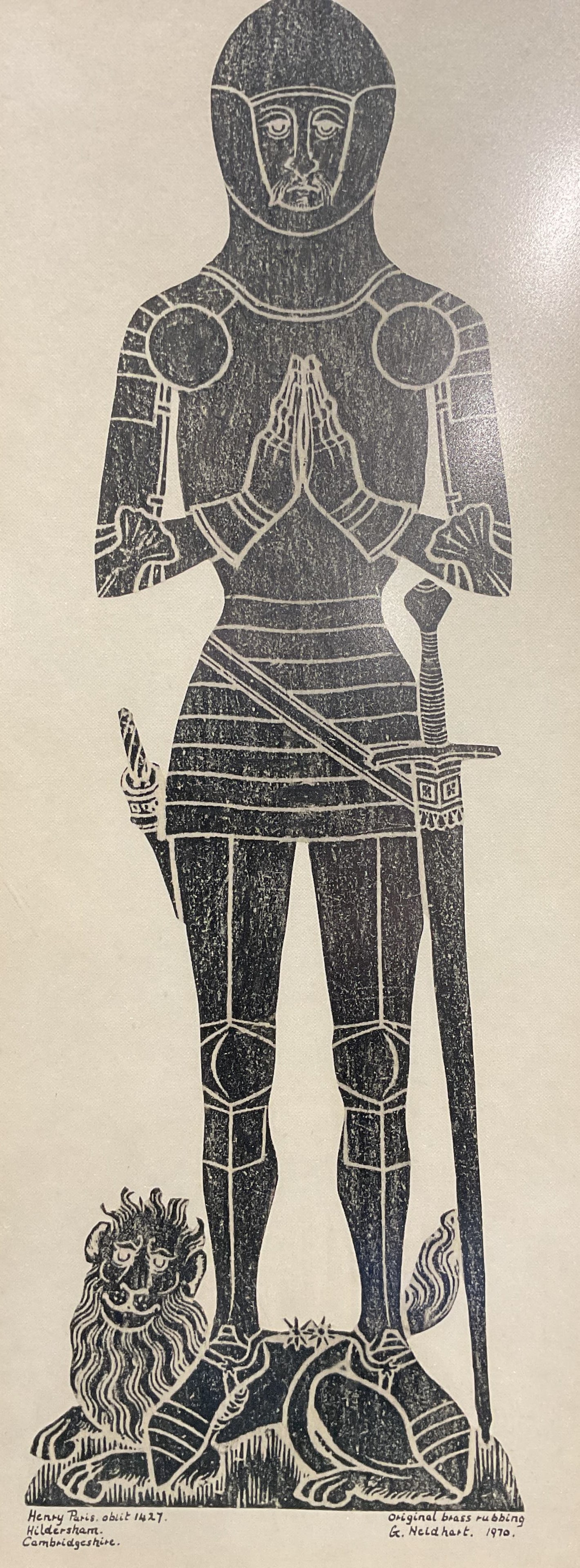 Signed Framed Henry Paris Brass Rubbing 1970 (1 of 6)