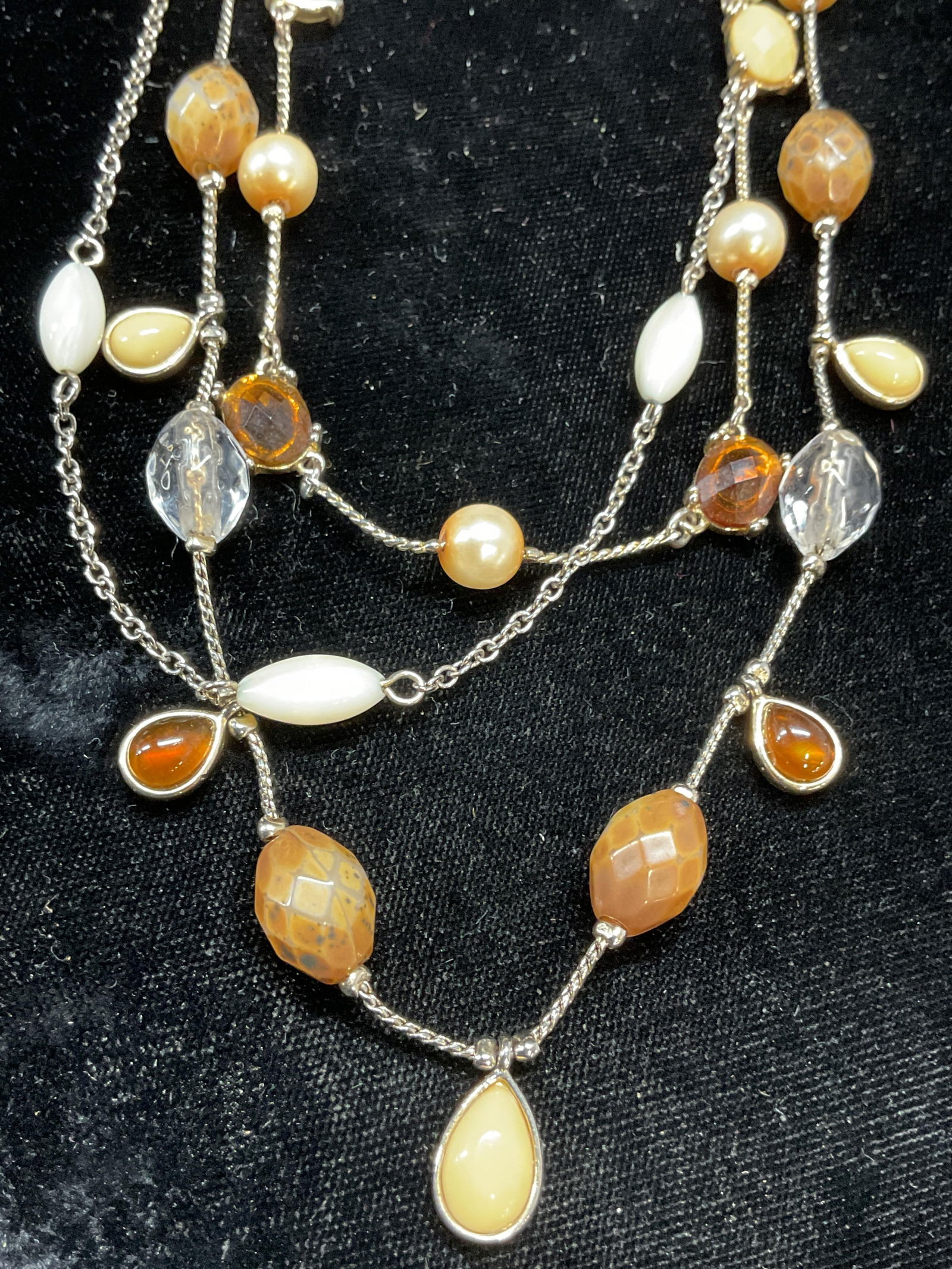 Vintage Multi Strand Crystal & Faux Pearl Necklace (1 of 6)