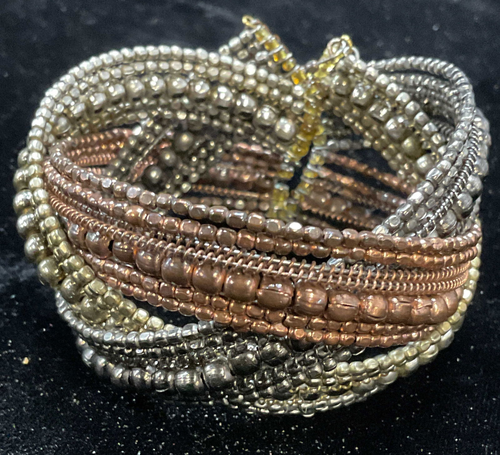 Vintage Mixed Metal Beaded Cuff Bracelet (1 of 6)