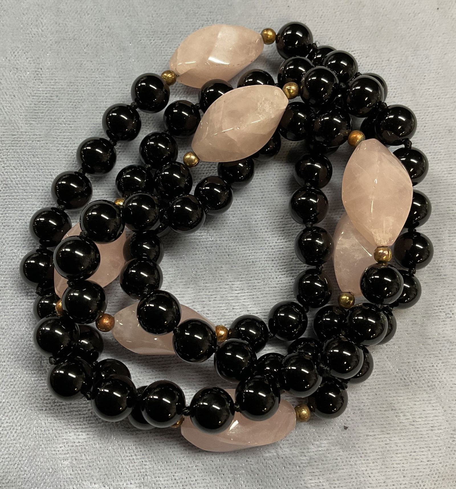 Pink Jade & Black Onyx Beaded Necklace (1 of 6)