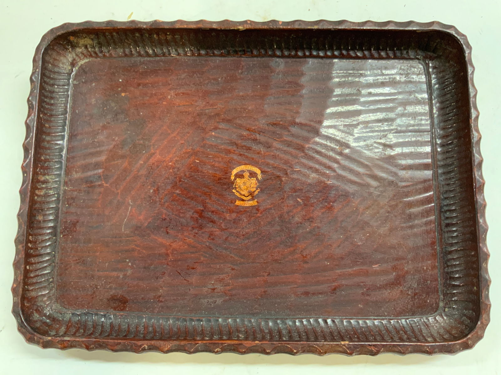 Hand Carved Wooden Tramp Art Tray HAWAII (1 of 6)