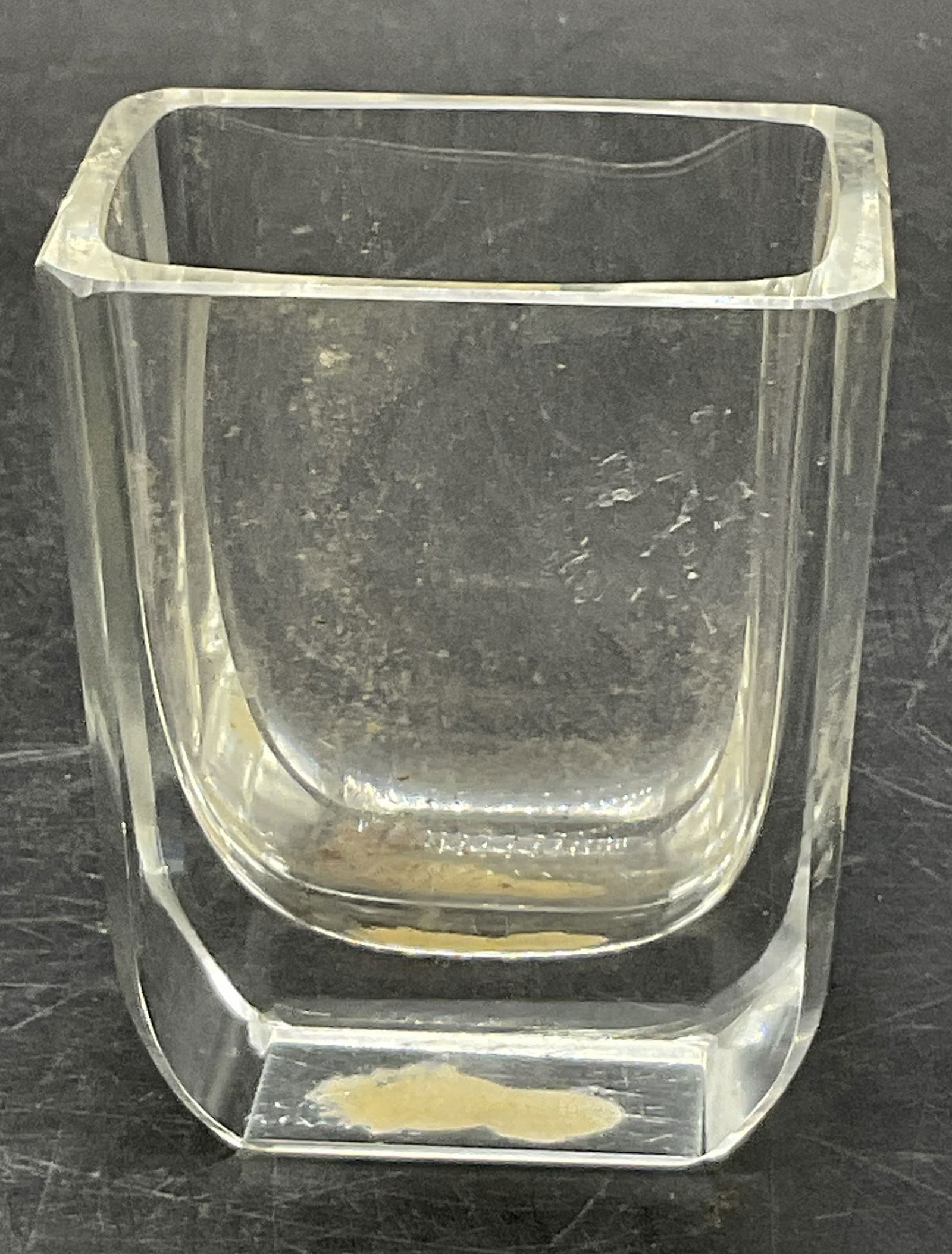 WATERFORD GLASS LIMITED IRELAND Crystal Vase: WATERFORD GLASS LIMITED IRELAND Crystal Vase. Clear crystal bud vase. Sticker reads WATERFORD GLASS LIMITED, HANDMADE IN REPUBLIC OF IRELAND. Measures approx. 2.75H x 2.25W in. Discoloration, chipping