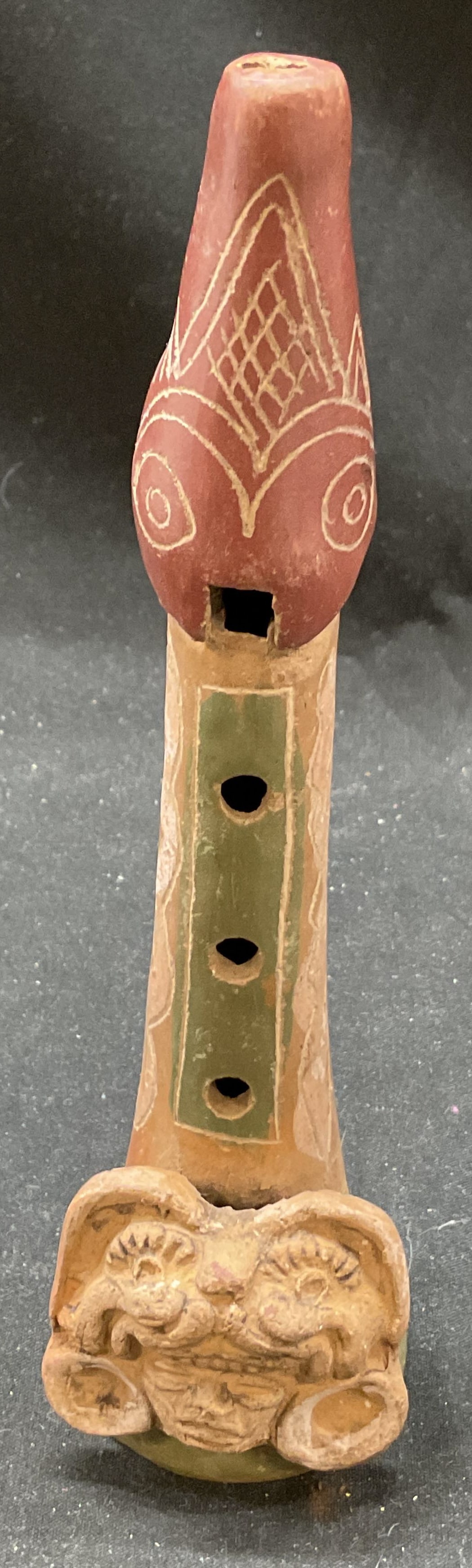 Vtg Aztec Mayan Hand Crafted Clay Flute (1 of 8)